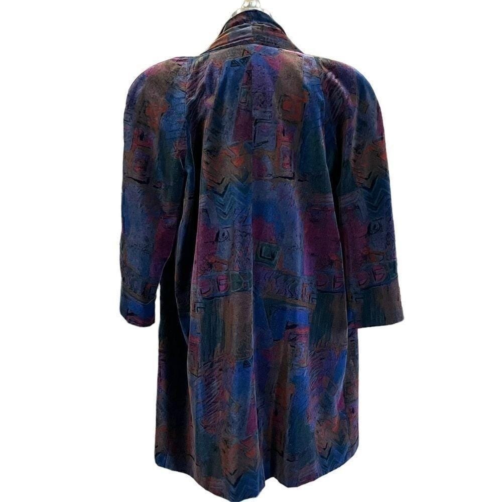 Vintage Libbey's Velvet Abstract Print Long Jacket Women's 4 - Picture 4 of 12